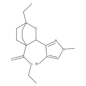 ethyl 3-(4-bromo-1-methyl-1H-pyrazol-3-yl)-1-(iodomethyl)-2-oxabicyclo[2.2.2]octane-4-carboxylate Structure