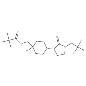N-({4-fluoro-1-[2-oxo-1-(2,2,2-trifluoroethyl)pyrrolidin-3-yl]piperidin-4-yl}methyl)-2,2-dimethylpropanamide结构式