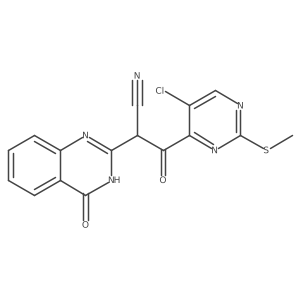 3-[5-Chloro-2-(methylsulfanyl)pyrimidin-4-yl]-3-oxo-2-(4-oxo-3,4-dihydroquinazolin-2-yl)propanenitrile Structure