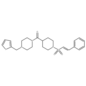 1-[1-(2-Phenylethenesulfonyl)piperidine-4-carbonyl]-4-[(thiophen-2-yl)methyl]piperazine Structure