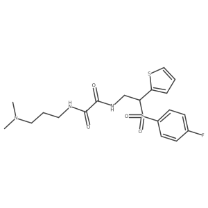 N1-(3-(dimethylamino)propyl)-N2-(2-((4-fluorophenyl)sulfonyl)-2-(thiophen-2-yl)ethyl)oxalamide结构式