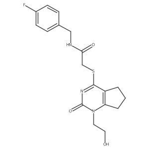 N-(4-fluorobenzyl)-2-((1-(2-hydroxyethyl)-2-oxo-2,5,6,7-tetrahydro-1H-cyclopenta[d]pyrimidin-4-yl)thio)acetamide结构式