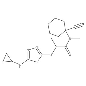 N-(1-cyanocyclohexyl)-2-{[5-(cyclopropylamino)-1,3,4-thiadiazol-2-yl]sulfanyl}-N-methylpropanamide Structure