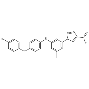 N-[4-(4-chlorophenoxy)phenyl]-6-methyl-2-(4-nitro-1H-pyrazol-1-yl)pyrimidin-4-amine Structure