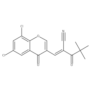(2Z)-2-[(6,8-dichloro-4-oxo-4H-chromen-3-yl)methylidene]-4,4-dimethyl-3-oxopentanenitrile结构式