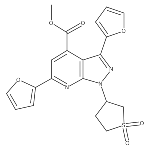 methyl 1-(1,1-dioxidotetrahydrothiophen-3-yl)-3,6-di(furan-2-yl)-1H-pyrazolo[3,4-b]pyridine-4-carboxylate结构式