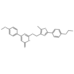 2-(((2-(4-ethoxyphenyl)-5-methyloxazol-4-yl)methyl)thio)-6-(4-methoxyphenyl)pyrimidin-4(3H)-one结构式