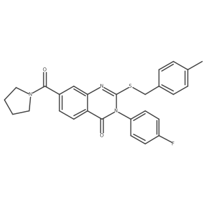 3-(4-fluorophenyl)-2-((4-methylbenzyl)thio)-7-(pyrrolidine-1-carbonyl)quinazolin-4(3H)-one Structure