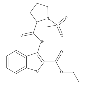 Ethyl 3-(1-(methylsulfonyl)pyrrolidine-2-carboxamido)benzofuran-2-carboxylate Structure