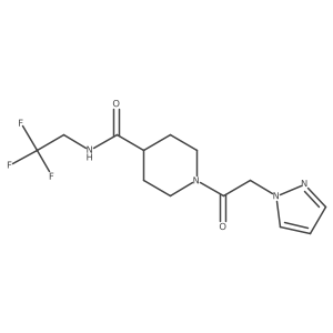 1-(2-(1H-pyrazol-1-yl)acetyl)-N-(2,2,2-trifluoroethyl)piperidine-4-carboxamide结构式