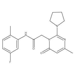N-(5-fluoro-2-methylphenyl)-2-[4-methyl-6-oxo-2-(pyrrolidin-1-yl)-1,6-dihydropyrimidin-1-yl]acetamide结构式