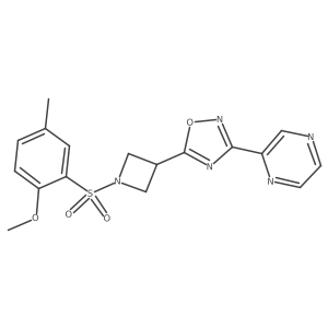 5-(1-((2-Methoxy-5-methylphenyl)sulfonyl)azetidin-3-yl)-3-(pyrazin-2-yl)-1,2,4-oxadiazole Structure