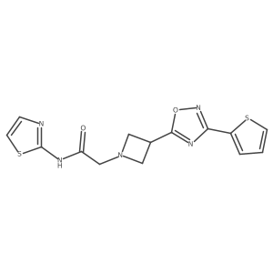 N-(Thiazol-2-yl)-2-(3-(3-(thiophen-2-yl)-1,2,4-oxadiazol-5-yl)azetidin-1-yl)acetamide结构式