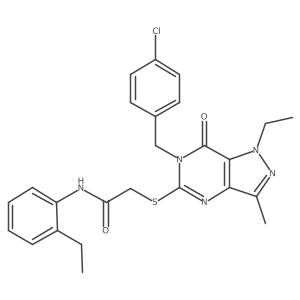 2-({6-[(4-chlorophenyl)methyl]-1-ethyl-3-methyl-7-oxo-1H,6H,7H-pyrazolo[4,3-d]pyrimidin-5-yl}sulfanyl)-N-(2-ethylphenyl)acetamide Structure