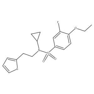 N-cyclopropyl-4-ethoxy-3-fluoro-N-(2-(thiophen-2-yl)ethyl)benzenesulfonamide结构式