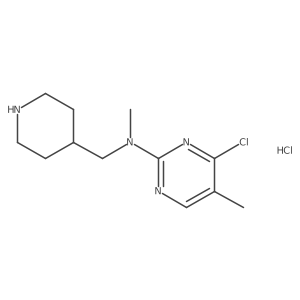 4-chloro-N,5-dimethyl-N-(piperidin-4-ylmethyl)pyrimidin-2-amine hydrochloride结构式