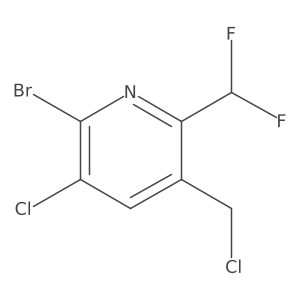 2-Bromo-3-chloro-5-(chloromethyl)-6-(difluoromethyl)pyridine结构式