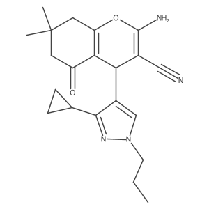 2-Amino-4-(3-cyclopropyl-1-propyl-1H-pyrazol-4-yl)-7,7-dimethyl-5-oxo-5,6,7,8-tetrahydro-4H-chromene-3-carbonitrile Structure