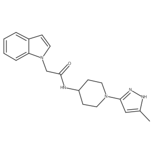 2-(1H-indol-1-yl)-N-(1-(5-methyl-1H-pyrazol-3-yl)piperidin-4-yl)acetamide结构式