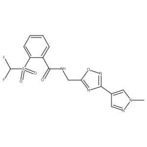2-((difluoromethyl)sulfonyl)-N-((3-(1-methyl-1H-pyrazol-4-yl)-1,2,4-oxadiazol-5-yl)methyl)benzamide结构式