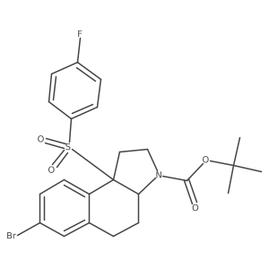 tert-Butyl (3aR,9bR)-7-bromo-9b-((4-fluorophenyl)sulfonyl)-1,2,3a,4,5,9b-hexahydro-3H-benzo[e]indole-3-carboxylate结构式
