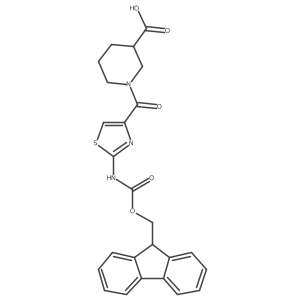 (3S)-1-[2-({[(9H-fluoren-9-yl)methoxy]carbonyl}amino)-1,3-thiazole-4-carbonyl]piperidine-3-carboxylic acid结构式