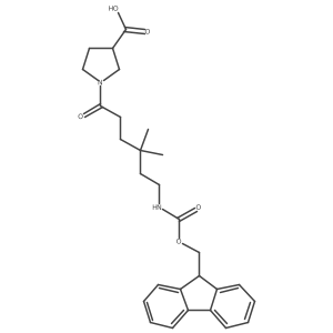 1-[6-({[(9H-fluoren-9-yl)methoxy]carbonyl}amino)-4,4-dimethylhexanoyl]pyrrolidine-3-carboxylic acid结构式