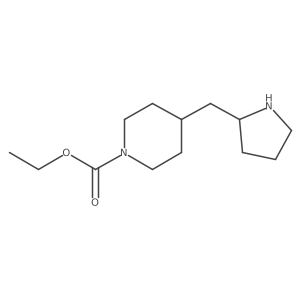 Ethyl 4-[(pyrrolidin-2-yl)methyl]piperidine-1-carboxylate结构式