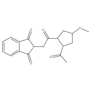1,3-dioxo-2,3-dihydro-1H-isoindol-2-yl (2R,4S)-1-acetyl-4-methoxypyrrolidine-2-carboxylate结构式