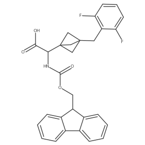 2-[3-[(2,6-Difluorophenyl)methyl]-1-bicyclo[1.1.1]pentanyl]-2-(9H-fluoren-9-ylmethoxycarbonylamino)acetic acid Structure