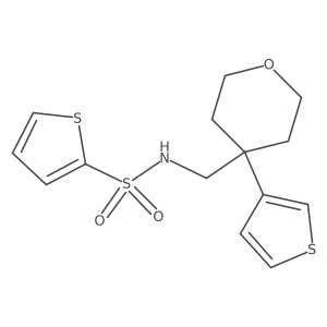 N-((4-(thiophen-3-yl)tetrahydro-2H-pyran-4-yl)methyl)thiophene-2-sulfonamide Structure