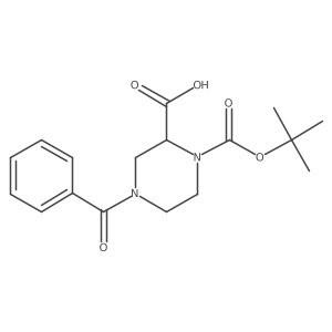 4-Benzoyl-1-(tert-butoxycarbonyl)piperazine-2-carboxylic acid结构式