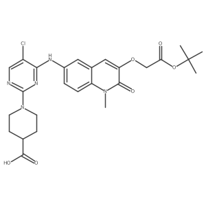 1-[5-Chloro-4-[[1-methyl-3-[2-[(2-methylpropan-2-yl)oxy]-2-oxoethoxy]-2-oxoquinolin-6-yl]amino]pyrimidin-2-yl]piperidine-4-carboxylic acid结构式