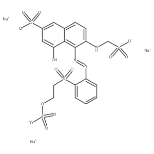 Trisodium 4-hydroxy-6-((sulfonatomethyl)amino)-5-((2-((2-(sulfonatooxy)ethyl)sulfonyl)phenyl)diazenyl)-2-naphthalenesulfonate结构式