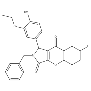 2-benzyl-1-(3-ethoxy-4-hydroxyphenyl)-7-fluoro-4a,5,6,7,8,8a-hexahydro-1H-chromeno[2,3-c]pyrrole-3,9-dione Structure