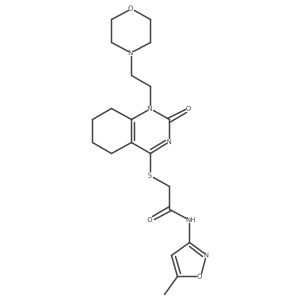 N-(5-methylisoxazol-3-yl)-2-((1-(2-morpholinoethyl)-2-oxo-1,2,5,6,7,8-hexahydroquinazolin-4-yl)thio)acetamide结构式