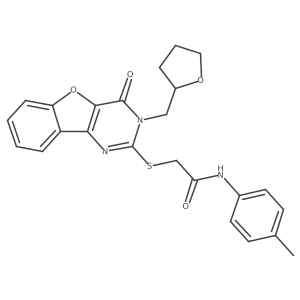 2-((4-oxo-3-((tetrahydrofuran-2-yl)methyl)-3,4-dihydrobenzofuro[3,2-d]pyrimidin-2-yl)thio)-N-(p-tolyl)acetamide Structure