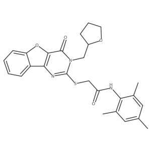 N-mesityl-2-((4-oxo-3-((tetrahydrofuran-2-yl)methyl)-3,4-dihydrobenzofuro[3,2-d]pyrimidin-2-yl)thio)acetamide Structure