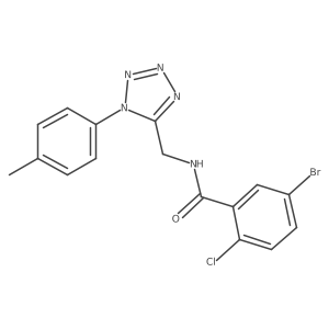 5-bromo-2-chloro-N-((1-(p-tolyl)-1H-tetrazol-5-yl)methyl)benzamide结构式