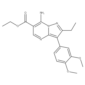 Ethyl 7-amino-3-(3,4-dimethoxyphenyl)-2-ethylpyrazolo[1,5-a]pyrimidine-6-carboxylate结构式