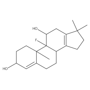 9-Fluoro-17,17-dimethyl-18-norandrosta-4,13-diene-3,11-diol, (3alpha,11beta)-结构式