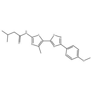 COc1ccc(-c2noc(-c3sc(NC(=O)CC(C)C)nc3C)n2)cc1结构式