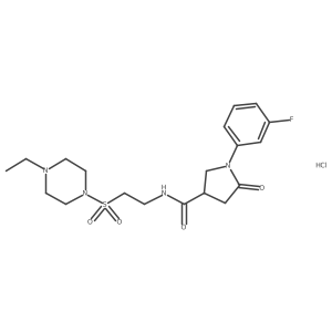 N-(2-((4-ethylpiperazin-1-yl)sulfonyl)ethyl)-1-(3-fluorophenyl)-5-oxopyrrolidine-3-carboxamide hydrochloride结构式