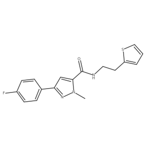3-(4-fluorophenyl)-1-methyl-N-(2-(thiophen-2-yl)ethyl)-1H-pyrazole-5-carboxamide结构式