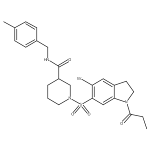 1-[(5-Bromo-1-propanoyl-2,3-dihydro-1H-indol-6-YL)sulfonyl]-N-[(4-methylphenyl)methyl]piperidine-3-carboxamide结构式