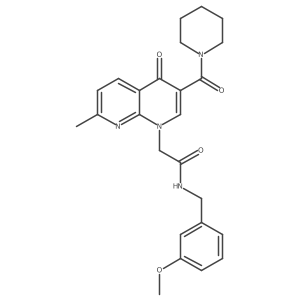 N-(3-methoxybenzyl)-2-(7-methyl-4-oxo-3-(piperidine-1-carbonyl)-1,8-naphthyridin-1(4H)-yl)acetamide结构式