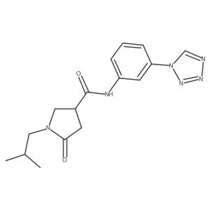 1-(2-methylpropyl)-5-oxo-N-[3-(1H-tetrazol-1-yl)phenyl]pyrrolidine-3-carboxamide结构式