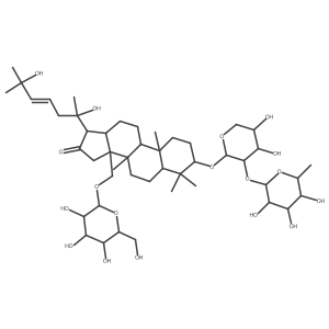 Dammar-23-en-16-one, 3-[[2-O-(6-deoxy-I+/--L-mannopyranosyl)-I+/--L-arabinopyranosyl]oxy]-30-(I(2)-D-glucopyranosyloxy)-20,25-dihydroxy-, (3I(2),23E)-结构式
