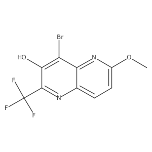 4-Bromo-6-methoxy-2-(trifluoromethyl)-1,5-naphthyridin-3-ol结构式