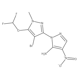 5-Amino-4-nitro-1-(4-bromo-5-difluoromethoxy-1-methyl-3-pyrazolyl)pyrazole结构式